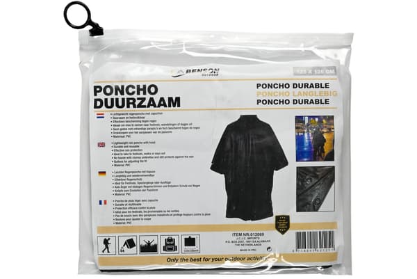 Regnponcho slitstark svart