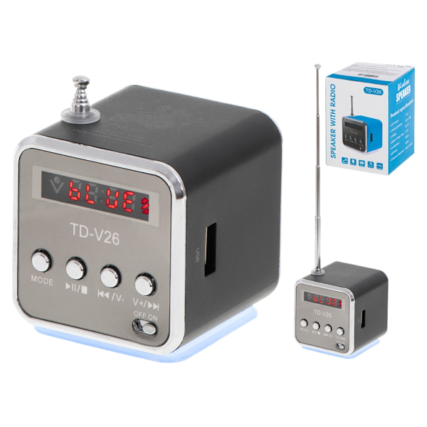 Uppladdningsbar bärbar radio med Bluetooth LCD-högtalare TD-V26