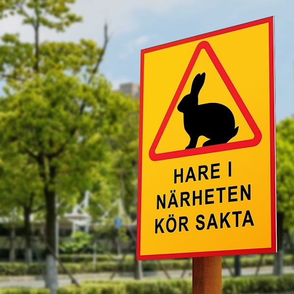 Varningsskylt "Hare I Närheten" - Skylt / Trafikskylt MultiColor A2 2-Pack