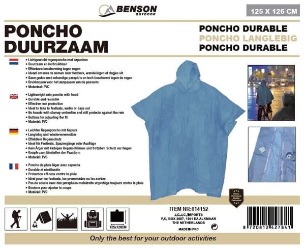 Regnponcho slitstark ljusblå