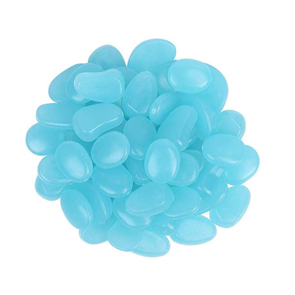 100 stk. Selvlysende Sten - Glow in the Dark Dekoration Blue