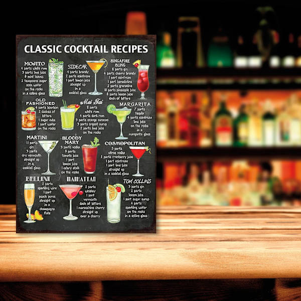 Drinkmeny Skylt - Cocktailrecept MultiColor A4 - 21x30cm