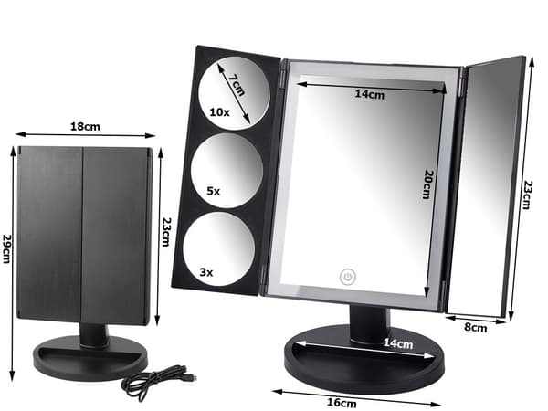 Led sminkspegel som förstorar 3x 5x 10x