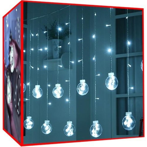 5m LED-ljusslinga - Hängande Kulor - Kallvit Vit