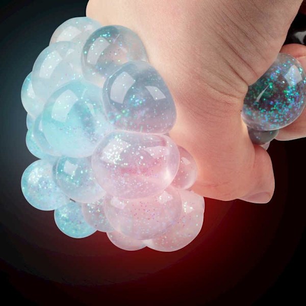 Stressball Lysende / Klemmeball i Nett – Glitter Multicolor