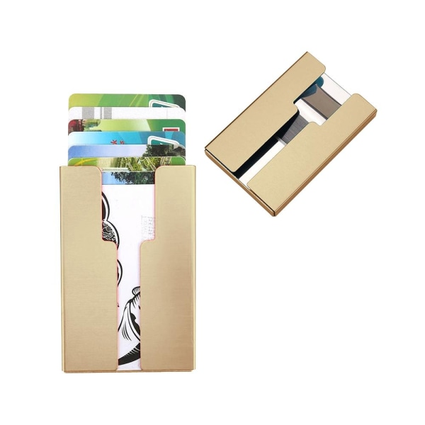 Korthållare 11 kort - Plånbok i Pop-Up i Aluminium - RFID Guld