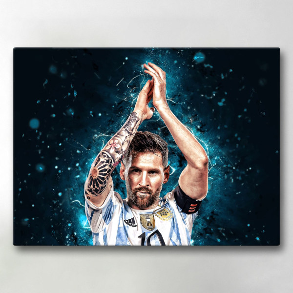 Lærredsbillede / Lærredstryk - Messi - Argentina - 40x30 cm - Læ