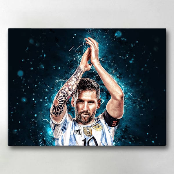 Lærredsbillede / Lærredstryk - Messi - Argentina - 40x30 cm - Læ