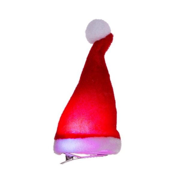 Hårspenne med nisselue & LED-lys - Hårspenne Red