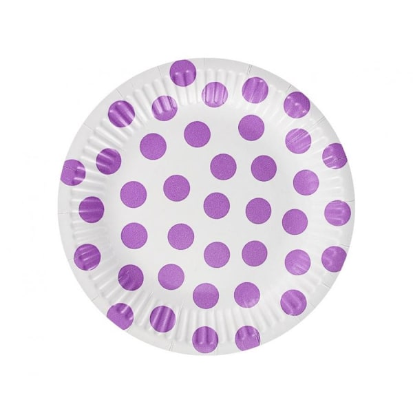 Lila Polka Dots Papperstallrikar 6 st 18 cm
