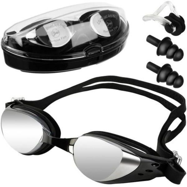 Svømmebriller med neseklemme og ørepropper - 3 deler Black