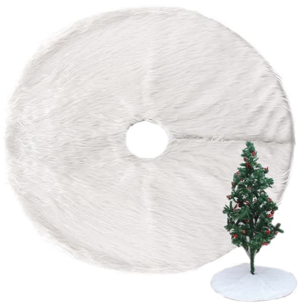 Julgransmatta vit päls 90 cm rund
