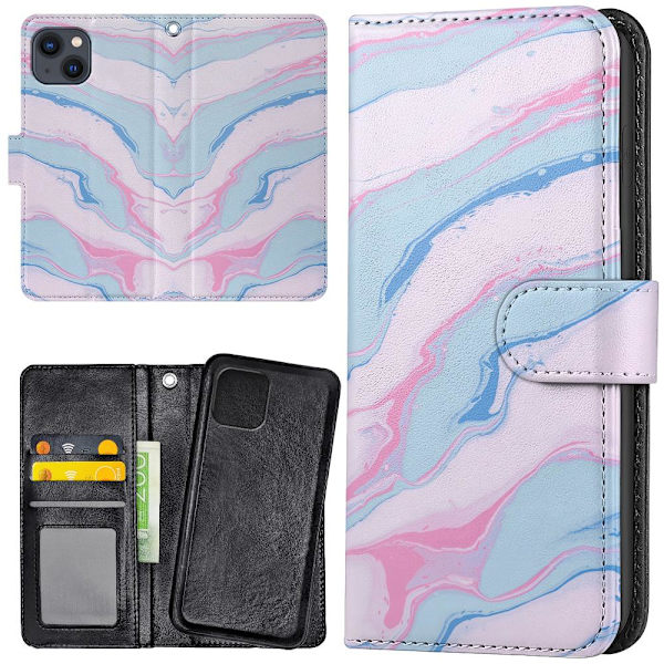 iPhone 14/15 Plus - Lommebok Deksel Marmor