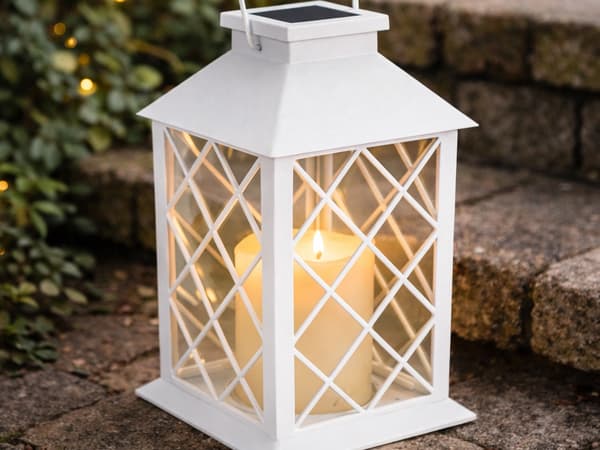 LED lykta dekorativ solcell White