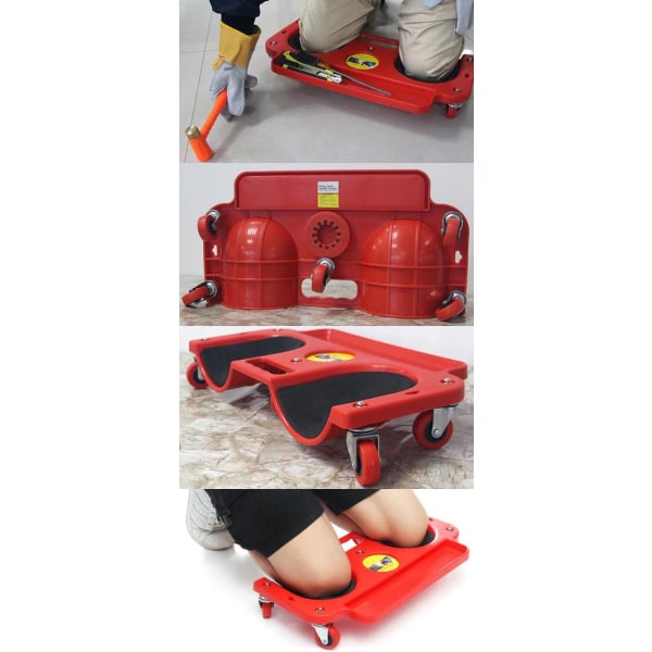 Knebrett med hjul / Knebeskyttere - Beskytt knærne når du jobber Red
