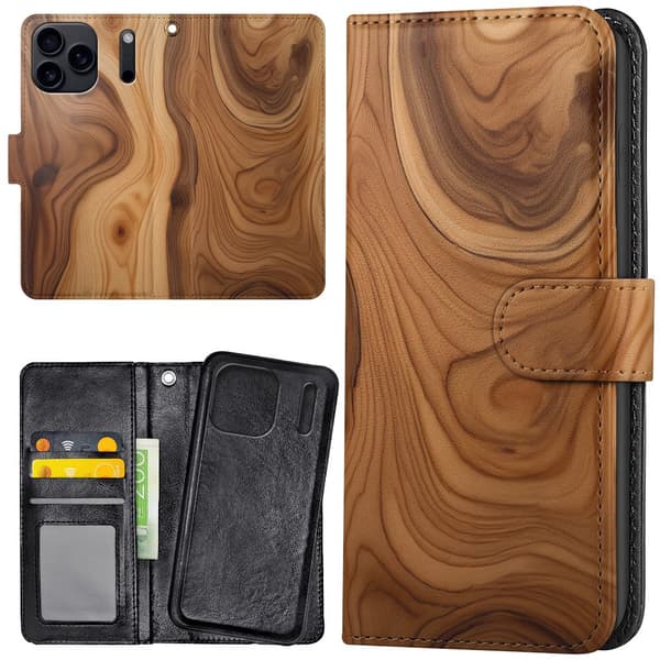 iPhone 17 Pro / 18 Pro - Lompakkokotelo/Kuoret Wood