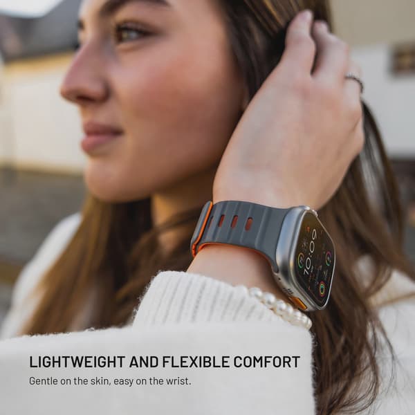FIXED Mag Silikonrem för Apple Watch 42/44/45/46/49mm ljusgrå