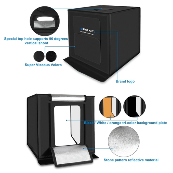 Ljustält / Fotobox - Proffstält till Fotografering - 40cm 2400LM Black