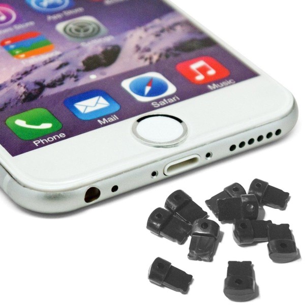 10-Pack - Dammskydd Plugg för iPhone / Lightning / Apple Svart