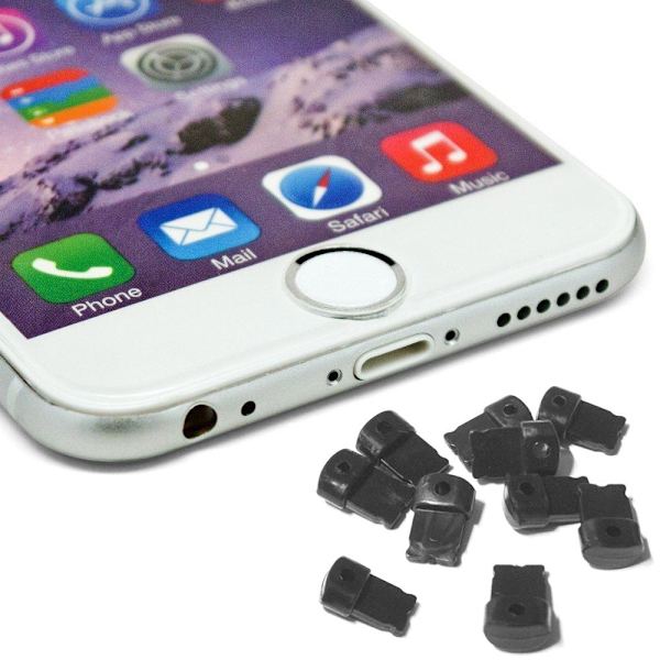 10-Pak - Støvbeskyttelsesplugg for iPhone / Lightning / Apple Black