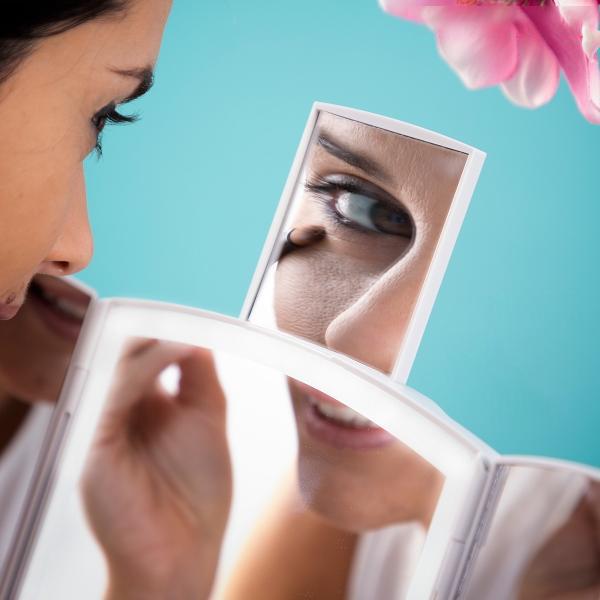 3-i-1 Makeup Spejl LED & Rum - Spejl til Makeup - Toiletbord White