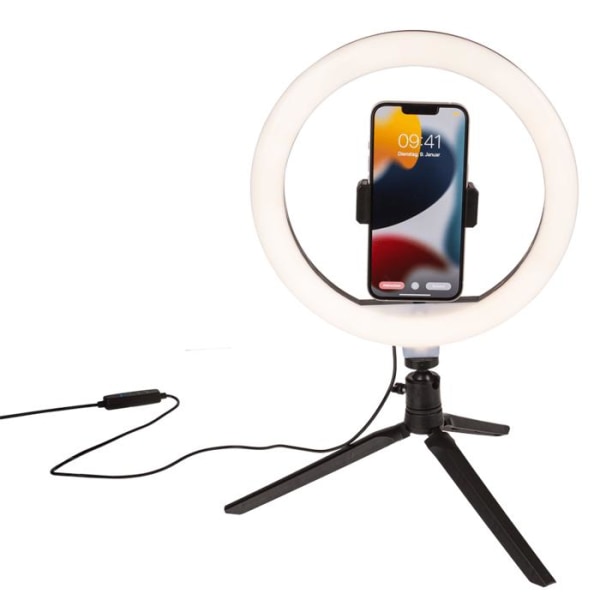 Selfie-lampa med Stativ för Mobil - LED Vit