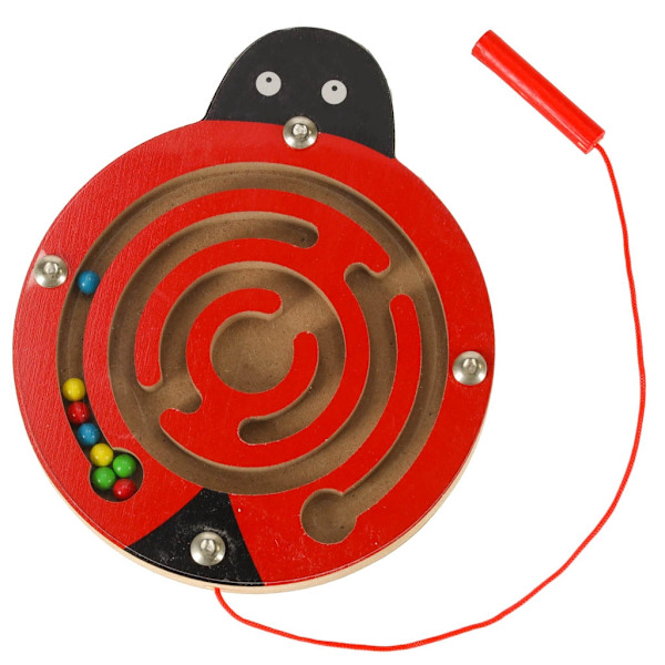 Magnetisk labyrint med nyckelpigabollar