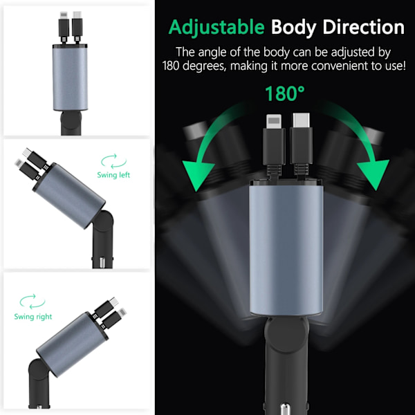 Autolaturi - Laturi Autolle - iPhone/Samsung - USB-C Black