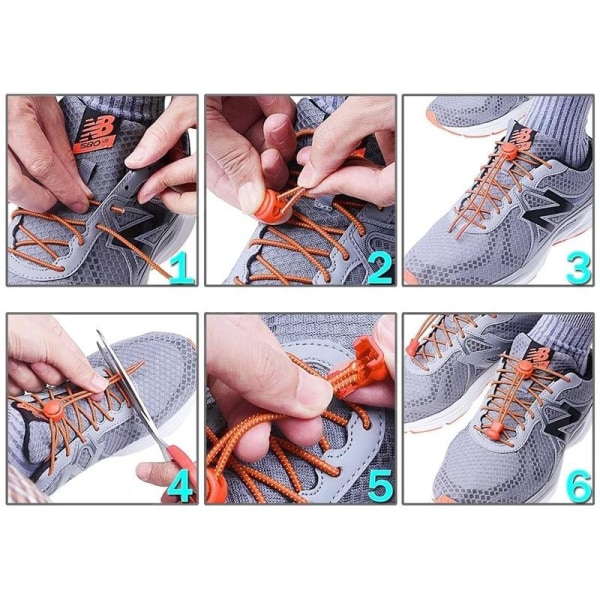 Elastiske Skosnørebånd med Snøre - Slip for at binde dine sko Yellow Gul (1 par)
