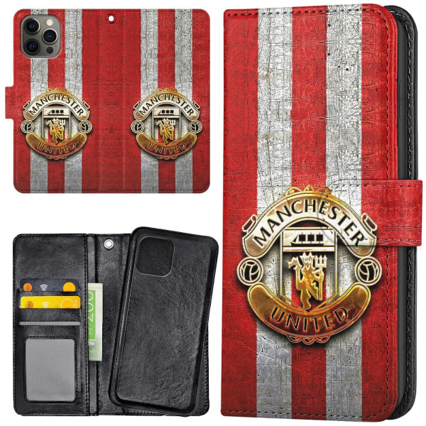 iPhone 12 Pro Max - Plånboksfodral/Skal Manchester United multifärg