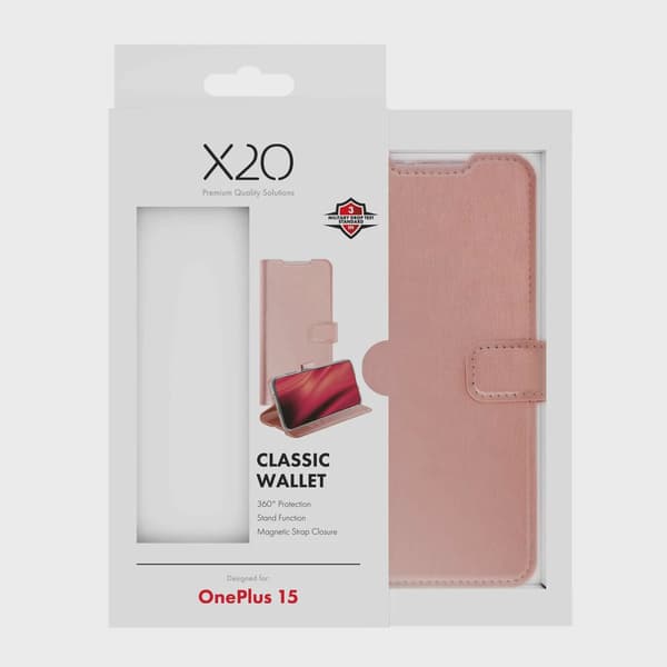 X2O Classic Wallet Plånboksfodral OnePlus 15 Rose Gold