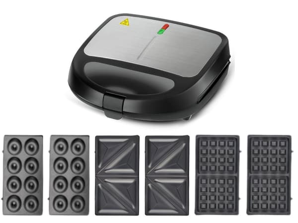 Multimaskin 3-i-1 - Smörgås-, våffel- och munkmaskin 850 W