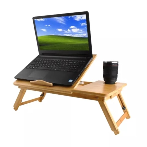Laptopställ i Bambu / Stativ till Laptop - Justerbar höjd & vinkel
