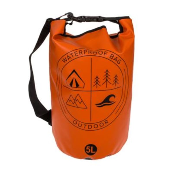 Sammenfoldelig vandtæt taske med skulderrem - 5L - Sømandssæk Orange