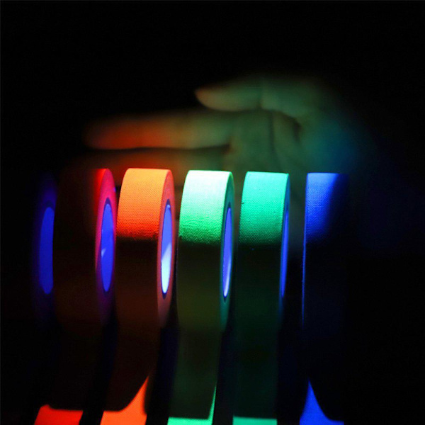 6-Pack - UV Neon Självlysande Tejp Glow in the Dark - 1,5cm x 5m multifärg