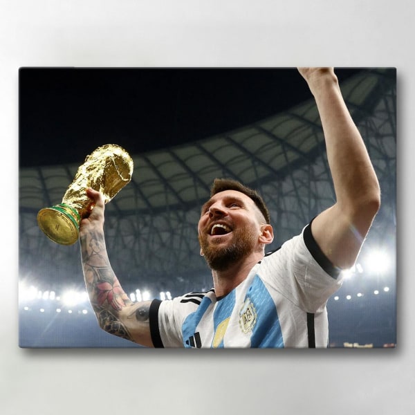 Lærredsbillede / Lærredstryk - Messi World Cup - 40x30 cm - Lærr