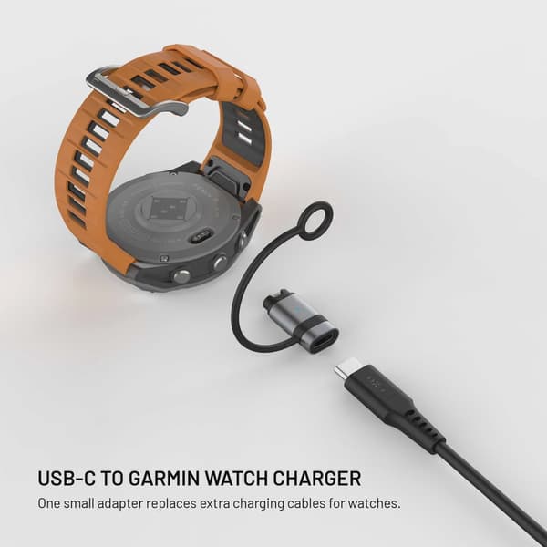 FIXED USB-C Laddningadapter för Garmin Smartwatch Svart