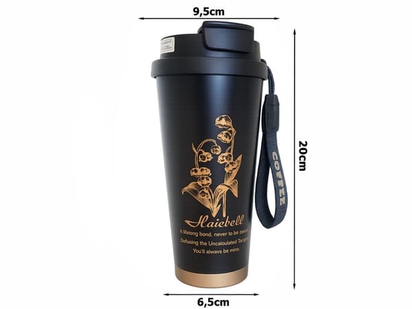 Termosmugg 530 ml med sugrör Svart