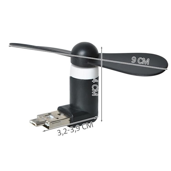 Fläkt Micro-USB - Koppla in i mobil Svart