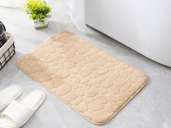 Badrumsmatta halkfri mjuk 80 x 50 cm Beige