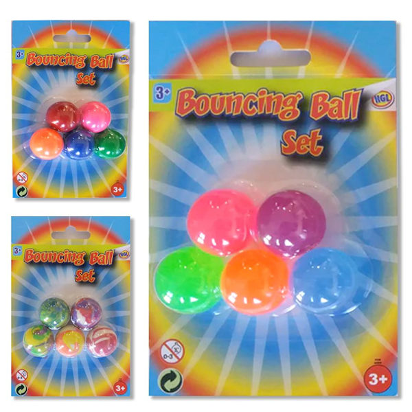 5-Pak - Hoppebolde / Gummibolde - 2 cm Multicolor