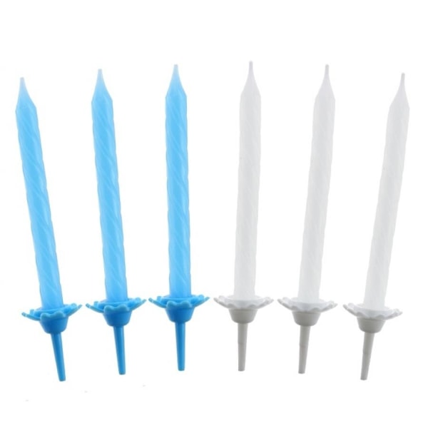 Blå Tårtljusset med Färgade Mönster 4-pack