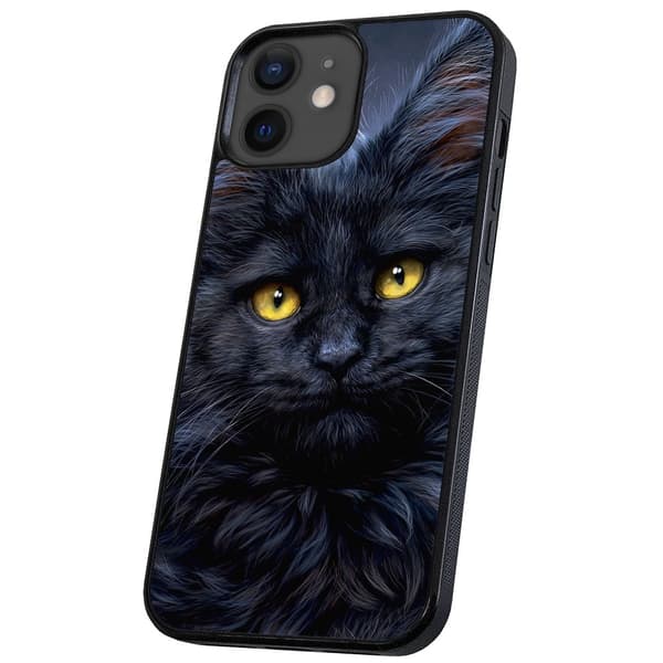 iPhone 12 Mini - Skal/Mobilskal Svart Katt