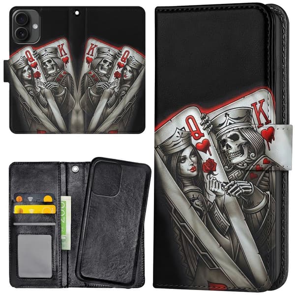 iPhone 16 - Plånboksfodral/Skal King Queen Kortlek