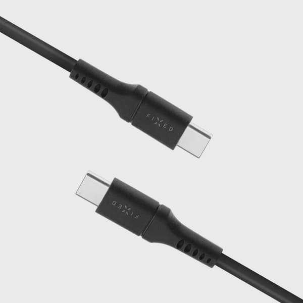 FIXED LIQUID silikonkabel 60W USB-C/C 1.2m Svart