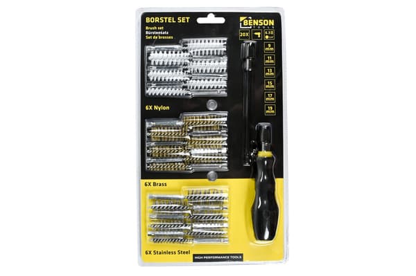 Borstset 20 delar nylon/stål/mässing