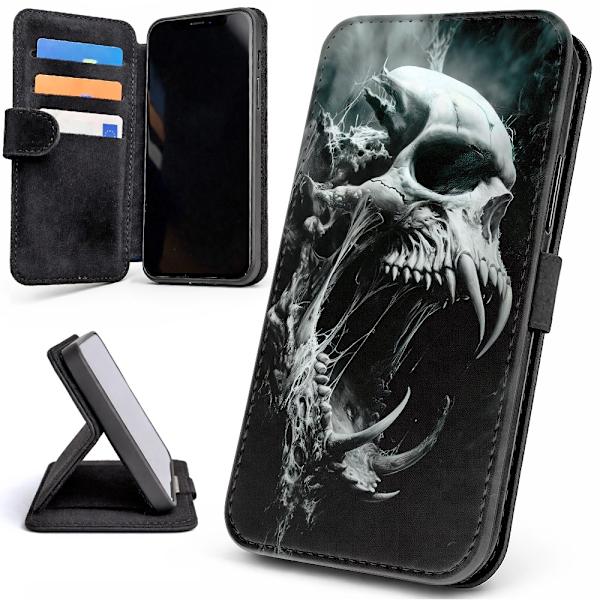 Lommebok Deksel / Mobildeksel til iPhone 16e / 17e - Skull