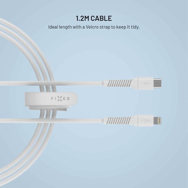 FIXED LIQUID silikonkabel USB-C/Lightning 1.2m Vit