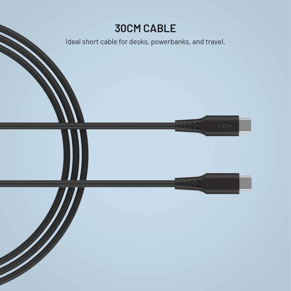 FIXED LIQUID silikonkabel 60W USB-C/C 0.3m Svart