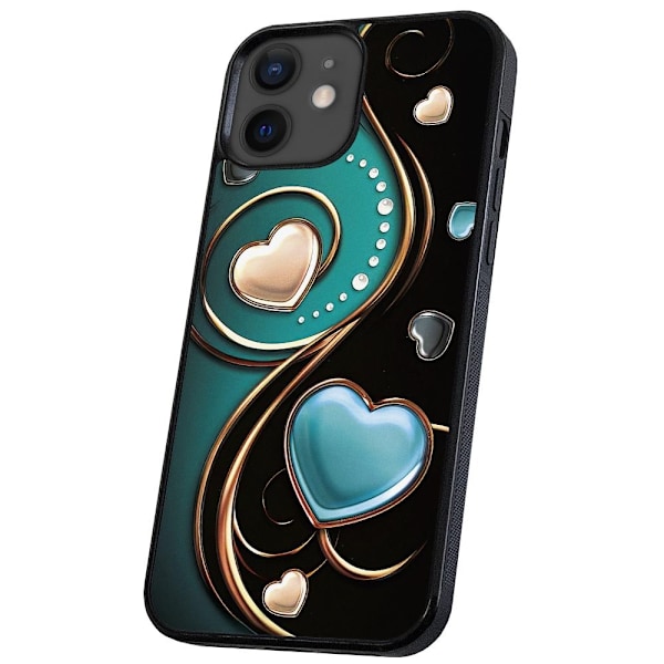 iPhone 12 Mini - Deksel/Mobildeksel Hjerter